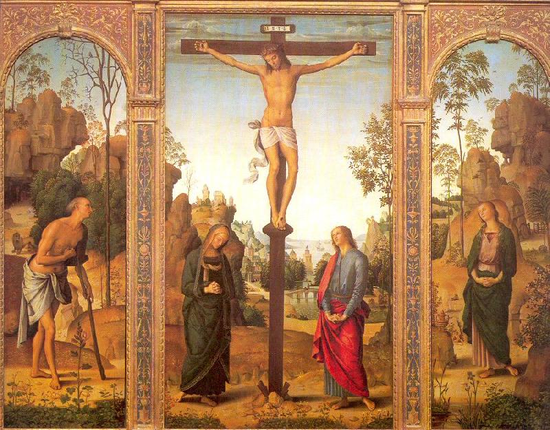 PERUGINO, Pietro The Crucifixion with the Virgin and Saints Norge oil painting art
